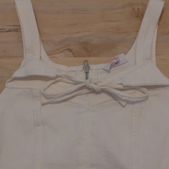 Pacsun Barbie Women XS Top Nikki Zip Up Corset White Denim New - Picture 5 of 12